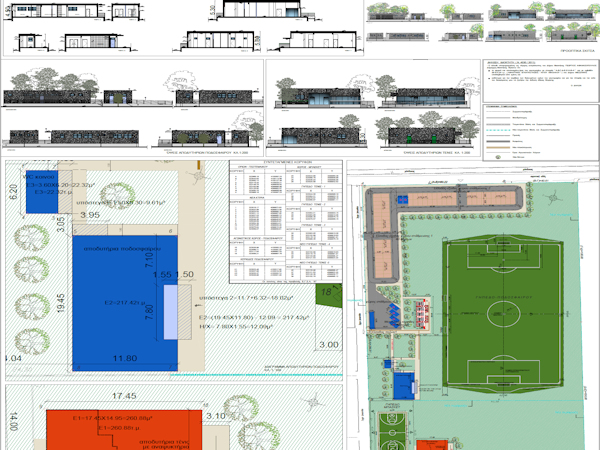New football and tennis locker rooms at the Lazarina sports center in Messini
